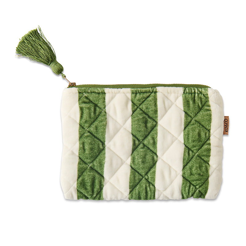 Moss Stripe Velvet Cosmetics Purse