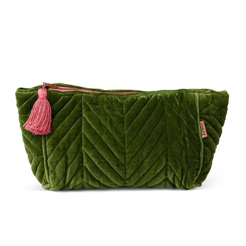 Moss Velvet Toiletry Bag