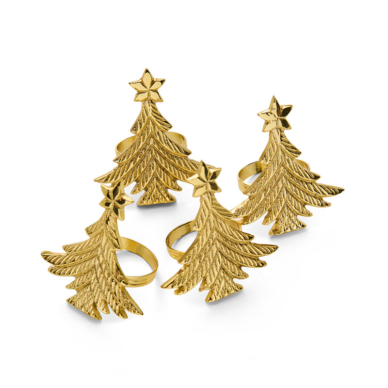 Oh Christmas Tree Brass Napkin Rings Set of 4