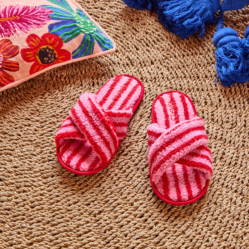Candy Stripe Sherpa Slippers