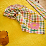 Sweet Flowers Tartan Embroidered Napkin Set of 4