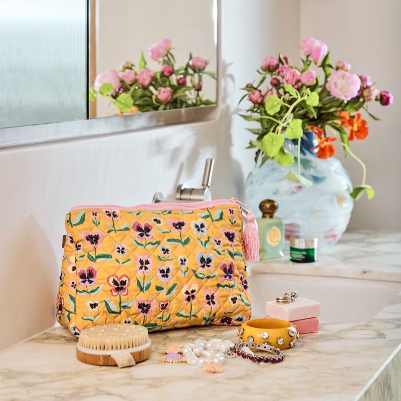 Pretty Pansy Quilted Toiletry Purse