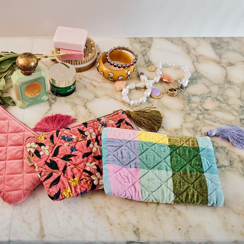 Sorbet Tartan Velvet Cosmetics Purse