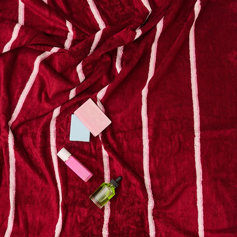 Ruby Rose Stripe Bamboo Terry Bath Towel