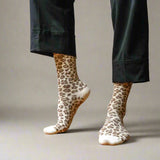 Glitter Lurex Socks Leopard Beige