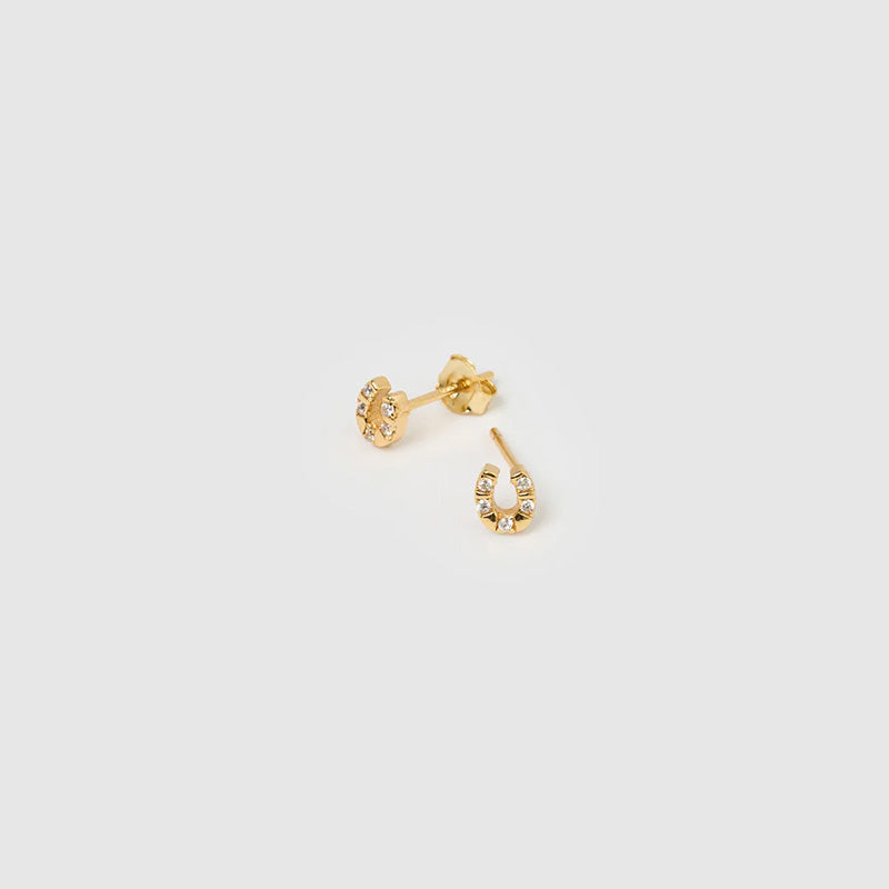 Lucky Horseshoe Gold Stud Earrings