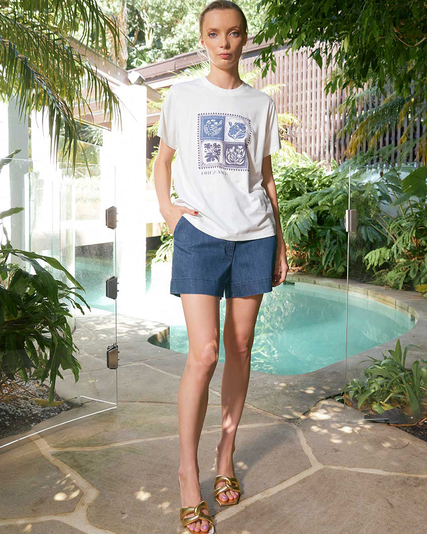 Leni Botanical Tee Denim