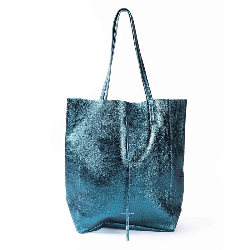 Large Tote Metallic Emerald