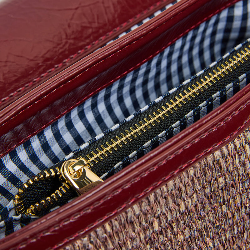 Lugano Crossbody Bag Burgundy/Coco Weave