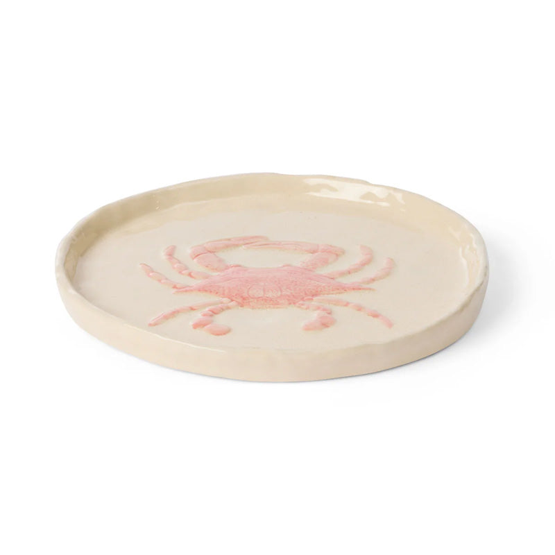 Crab Pink Glazed Plate