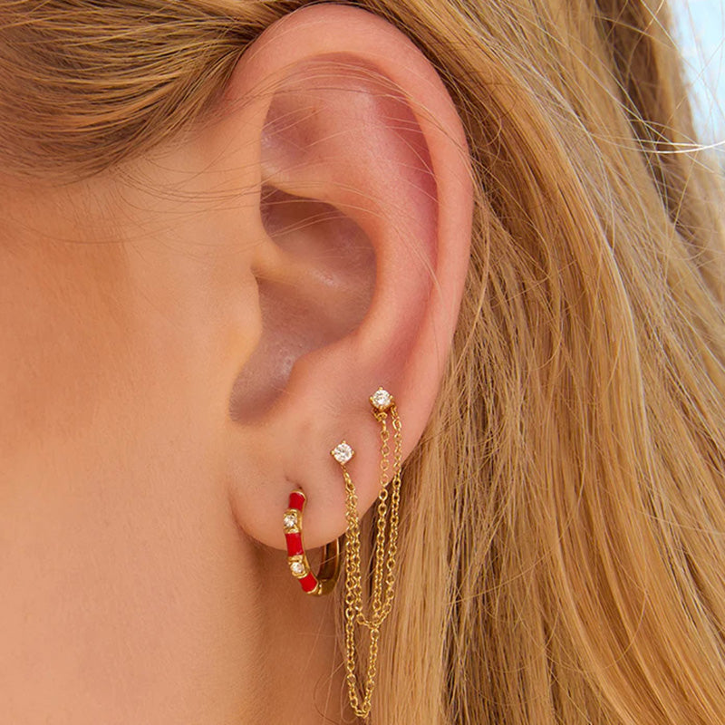 Papaya Enamel Huggie Earrings Cherry