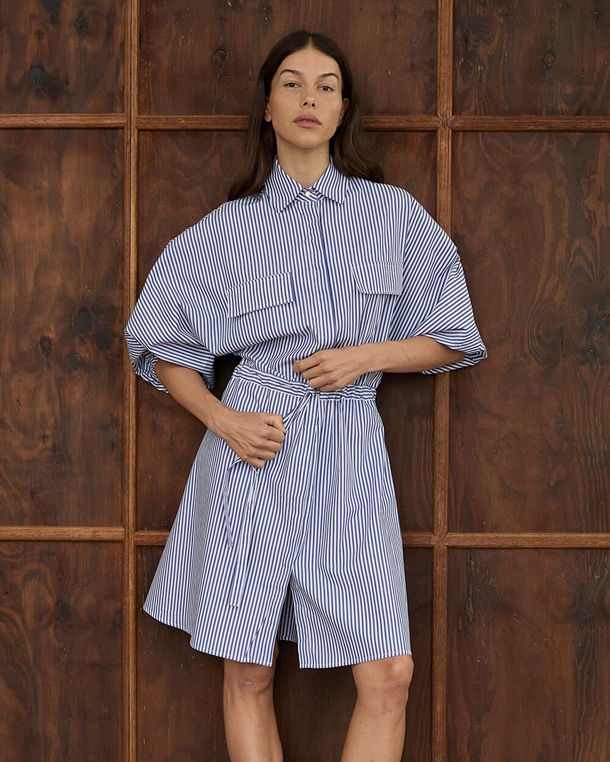 Mabel Dress  Blue Stripe