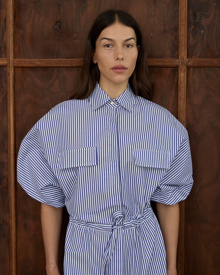 Mabel Dress  Blue Stripe