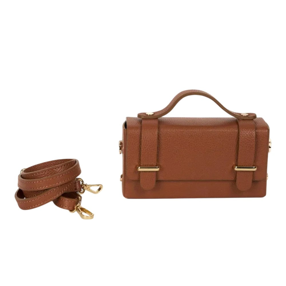 Margot Leather Clutch Camel