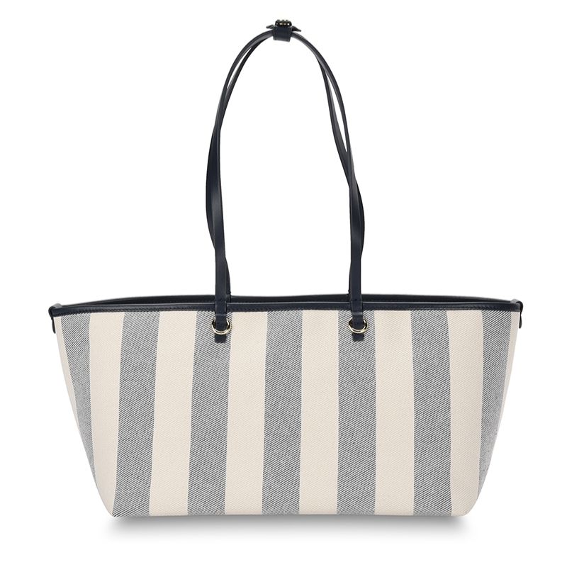 Mira Tote Bag Canvas Navy Stripe