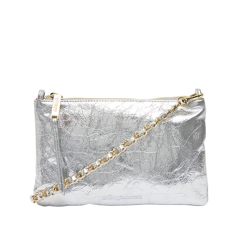 Molly Crossbody Bag Silver Crinkle