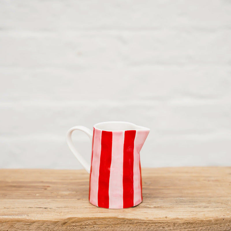Milk Jug Pink and Red Stripe