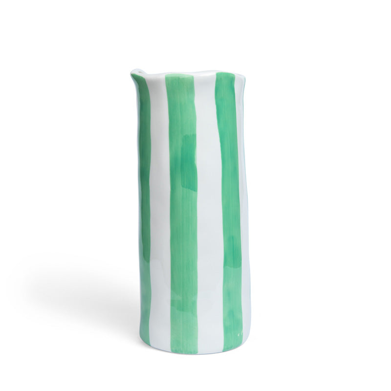 Mint Green and White Stripe Medium Vase