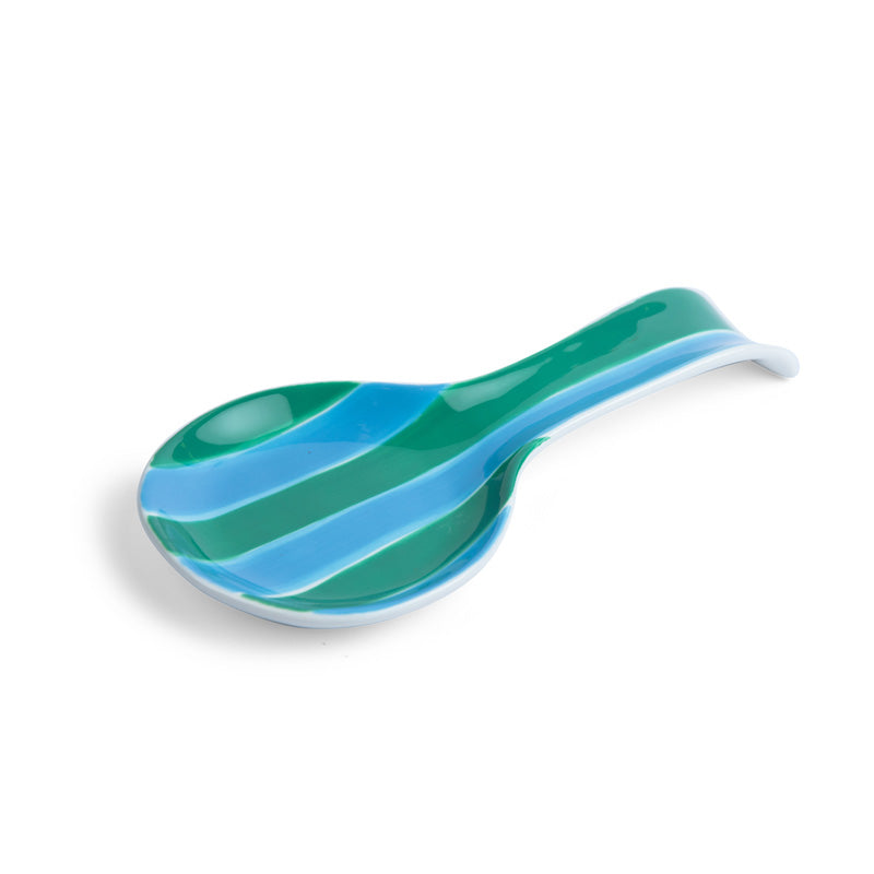 Spoon Rest Green and Cornflower Stripe
