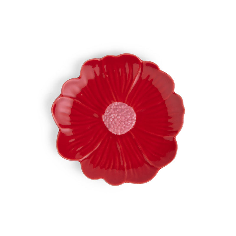 Flower Trinket Dish Red with Pink