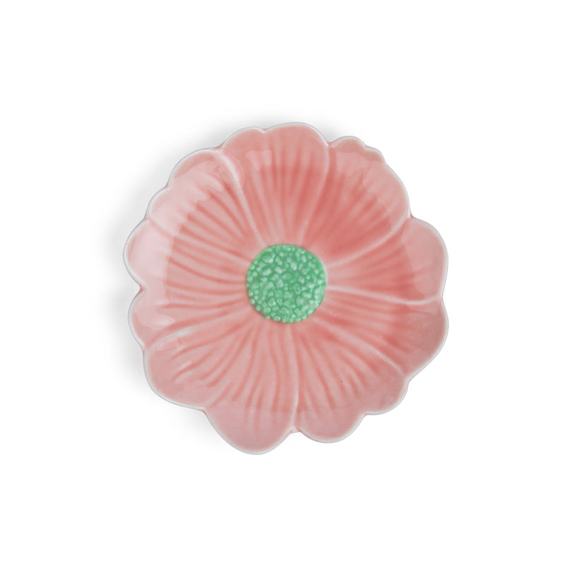 Flower Trinket Dish Pink with Green