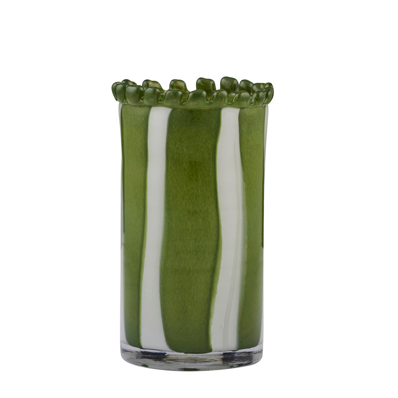 Pettine Stripe Glass Vase Green Short