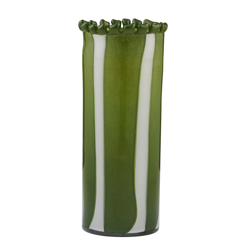Pettine Stripe Glass Vase Tall Green