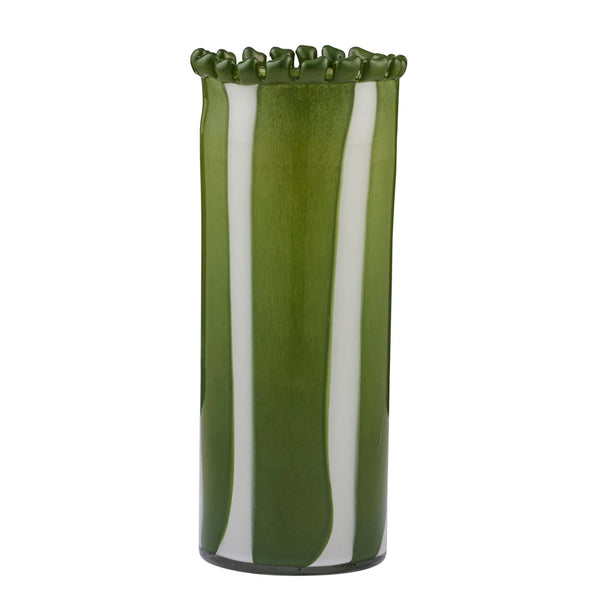 Pettine Stripe Glass Vase Tall Green