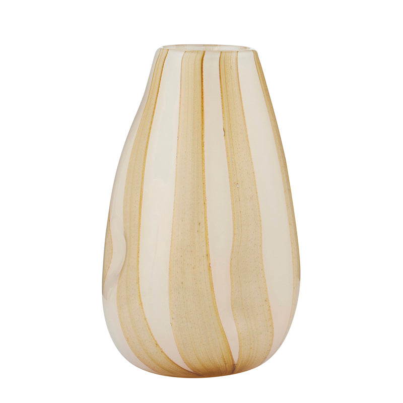 Alice Tall Stripe Glass Vase Ivory Mustard