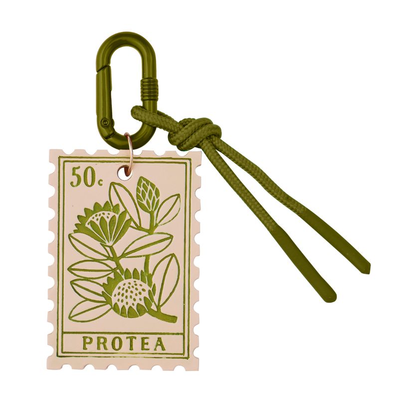 Kirra Resin Stamp Key Ring Olive/Nude