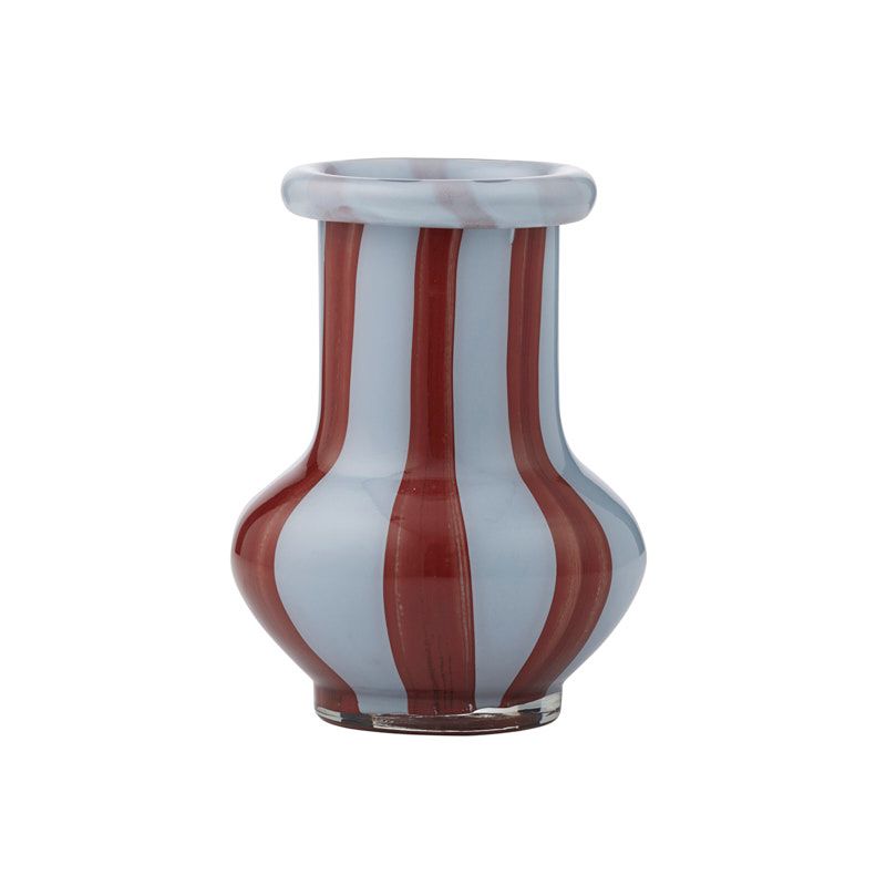Peyton Stripe Glass Vase Small Sky/Russet
