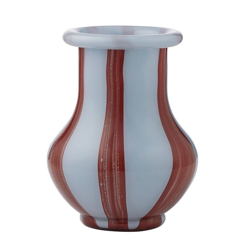 Peyton Stripe Glass Vase Large Sky/Russet
