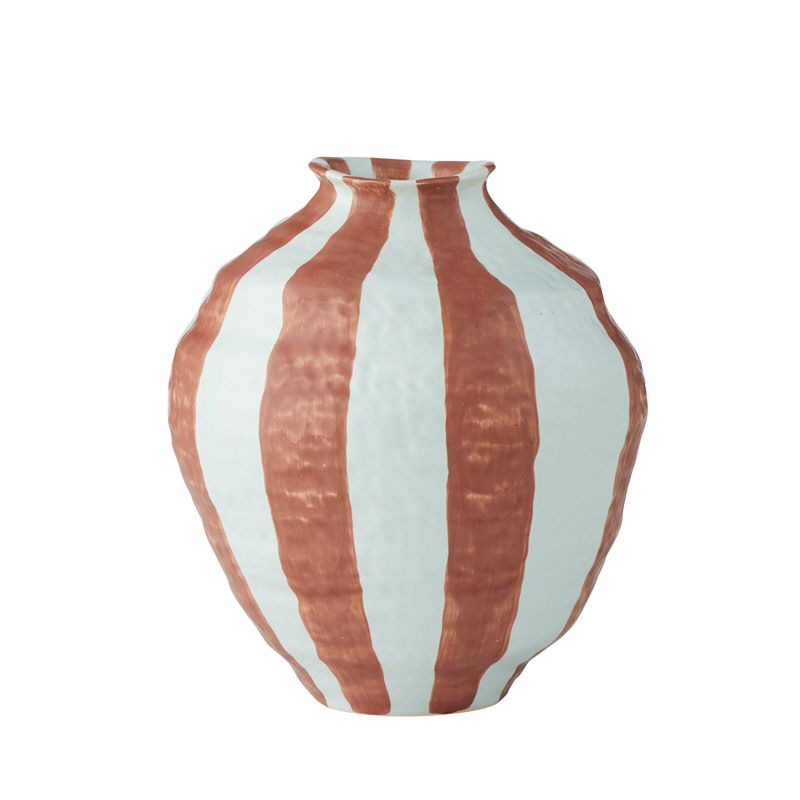 Ligne Ceramic Vase Mint/Russet Stripe