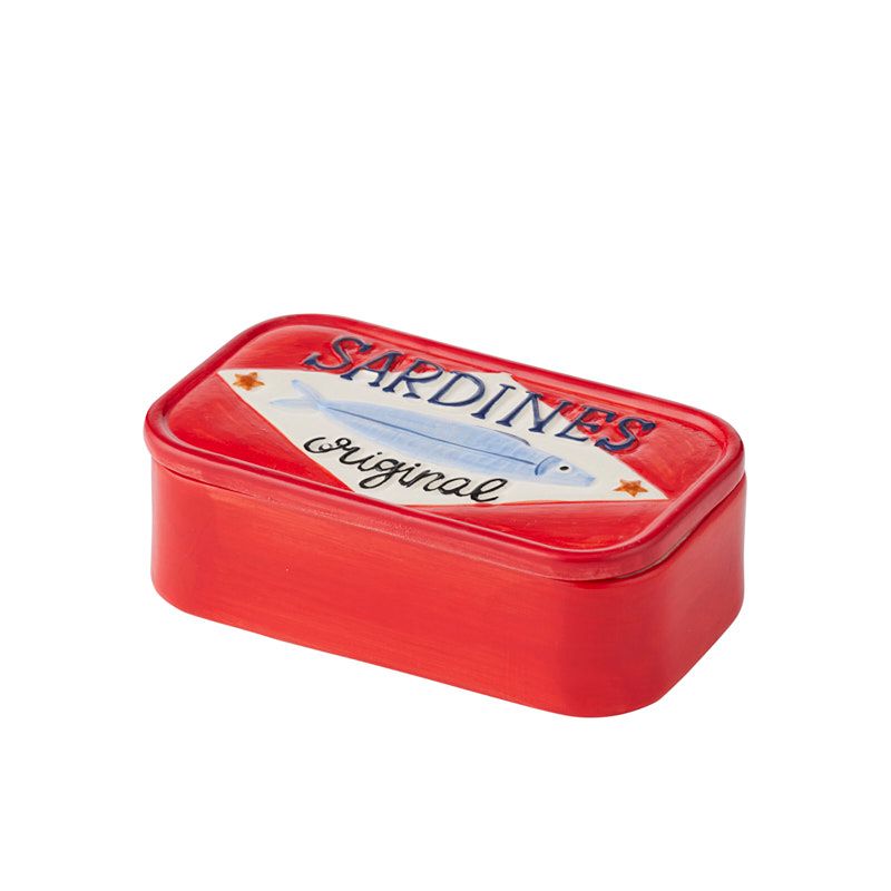 Tavira Ceramic Sardines Trinket Box Red