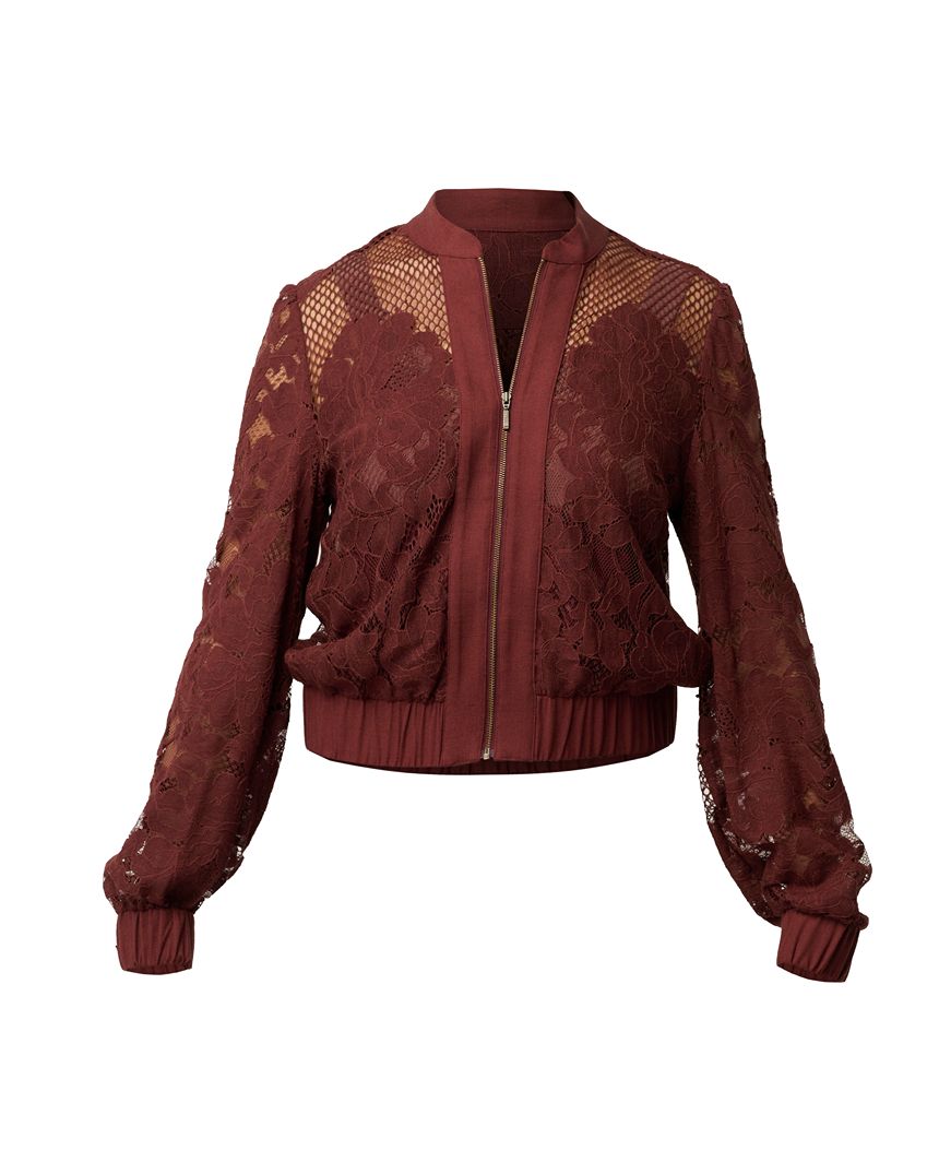 Solene Lace Bomber Jacket Rosewood