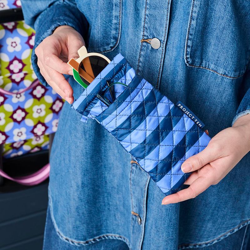 Double Glasses Case Blue Stripe