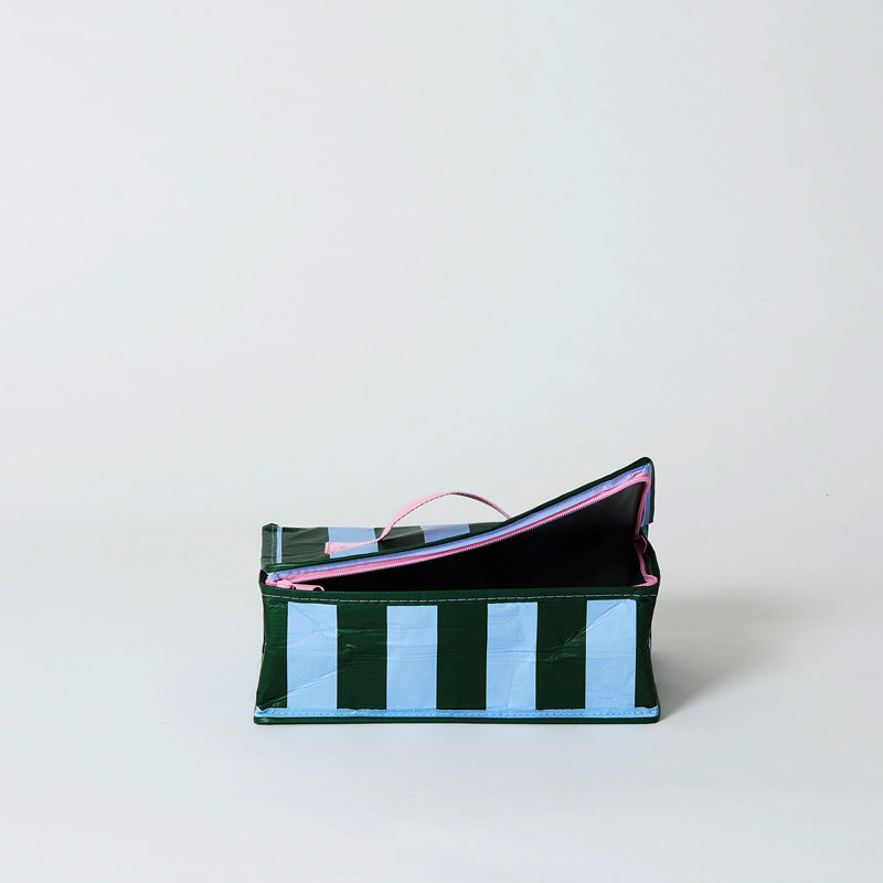 Lunch Bag Green Blue Stripe