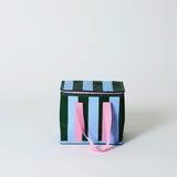 Mini Insulated Tote Green Blue Stripe