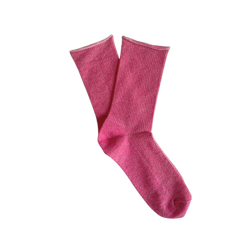 Glitter Lurex Socks Fuchsia