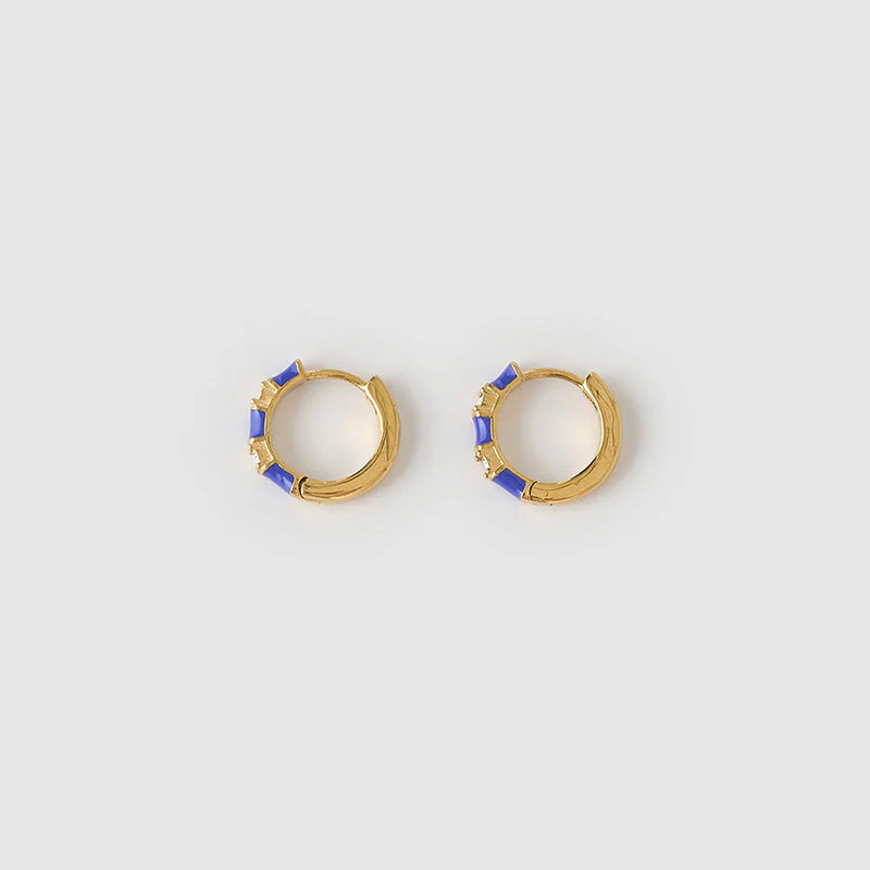 Papaya Enamel Huggie Earrings Blueberry