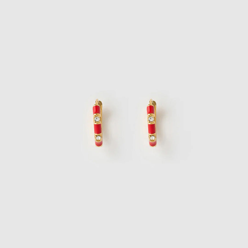 Papaya Enamel Huggie Earrings Cherry