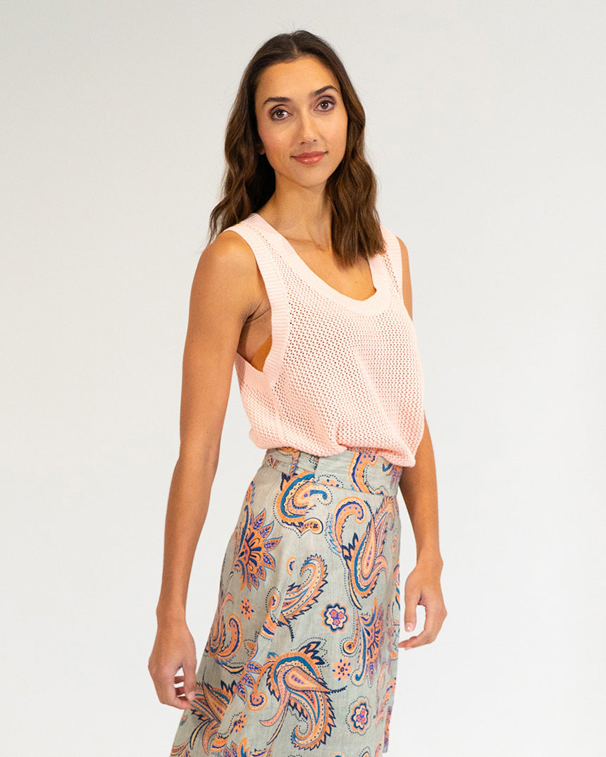 Palm Cove Knit Tank Peach