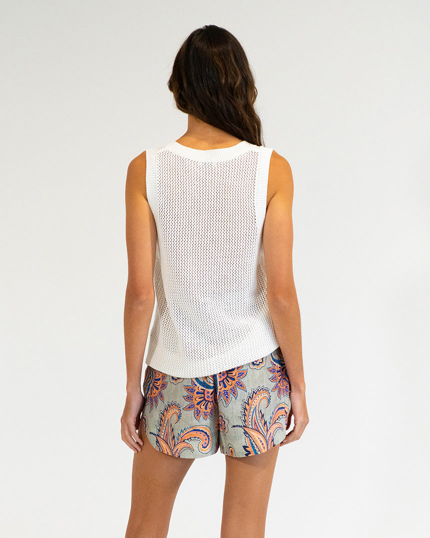 Palm  Cove Knit Tank White