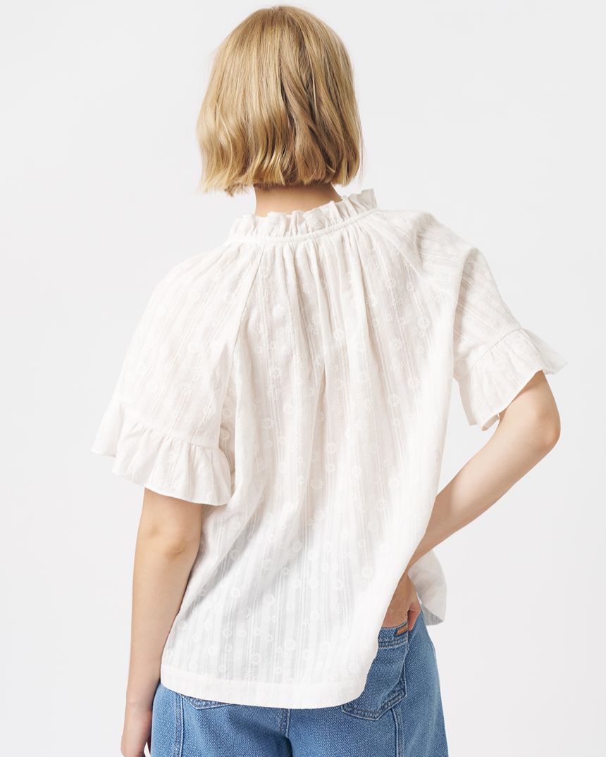 Patricia Shirt White with White Flower