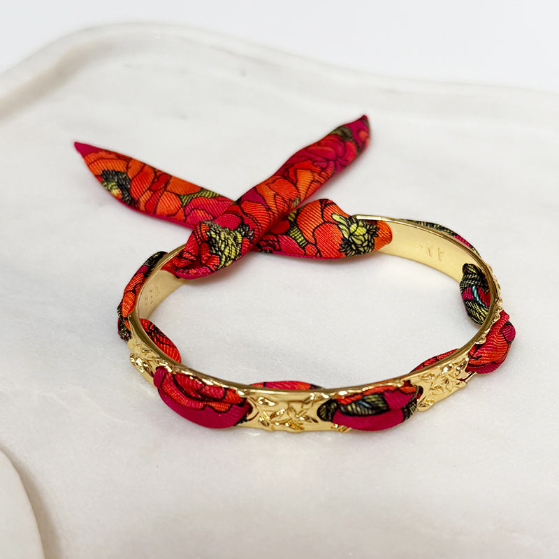 Fairytale Gold Bracelet with 1cm Pivoine Pink Silk Twill