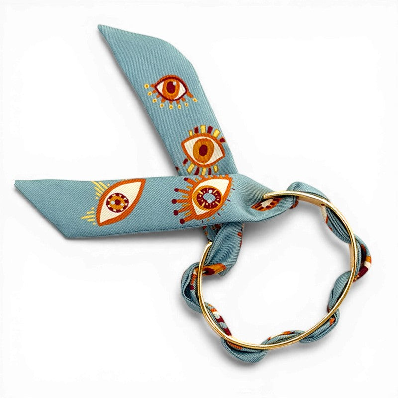 Septembre Gold Bracelet with 2cm Clairvoyance Blue Silk Twill