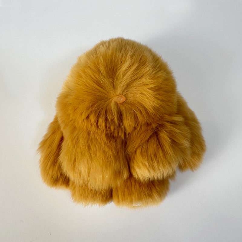 Mini Rabbit Fur Bag Charm Key Ring Caramel