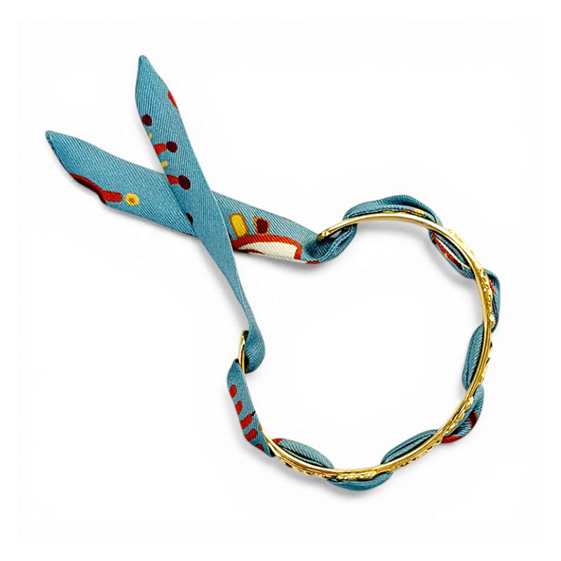 Fairytale Gold Bracelet with 1cm Clairvoyance Blue Silk Twill