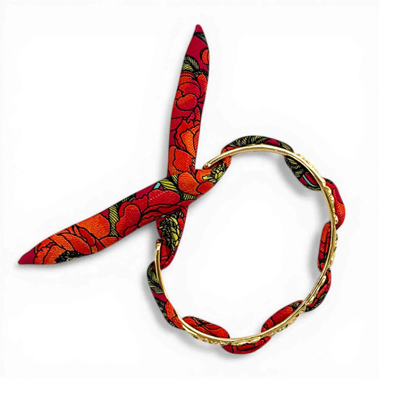 Fairytale Gold Bracelet with 1cm Pivoine Pink Silk Twill