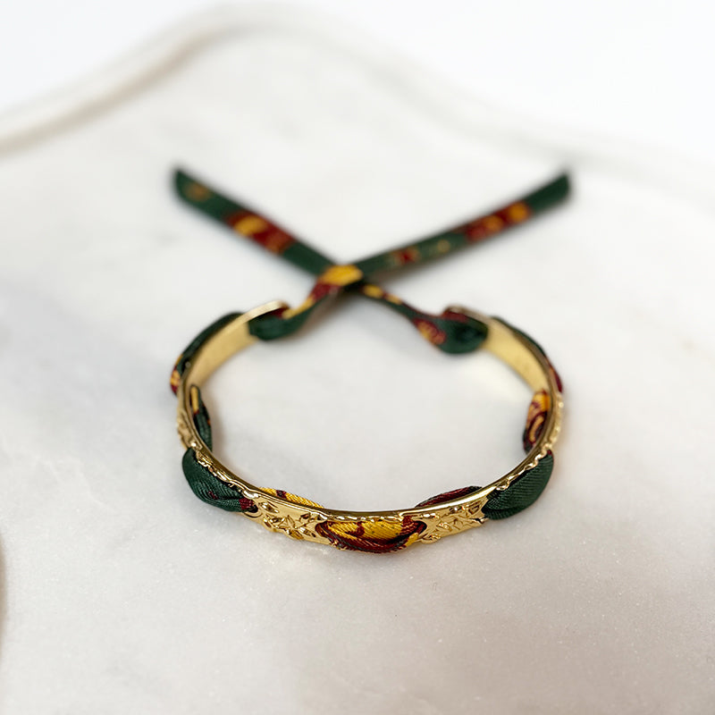 Fairytale Gold Bracelet with 1cm Astrolgie Green Silk Twill